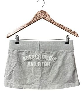 Abercrombie & Fitch A&F Vintage Y2K Sweat Skirt Logo Back Micro Mini Gray Small